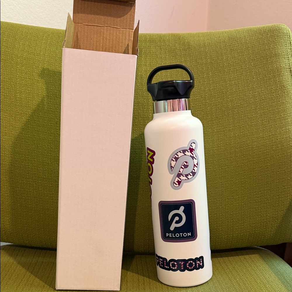 Peloton White Bottle with Logo and Graphics